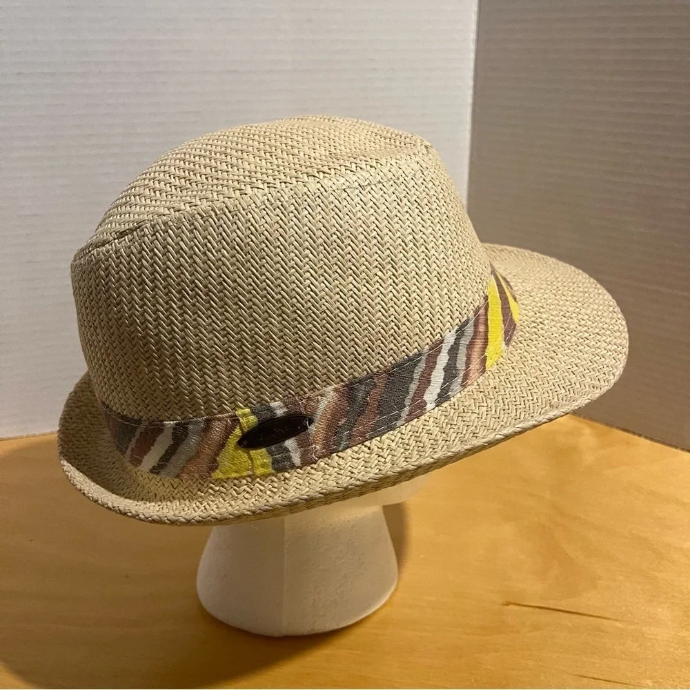 Original Panama Jack Fedora Paper Hat Straw Look Natural Woven Women’s One Size
